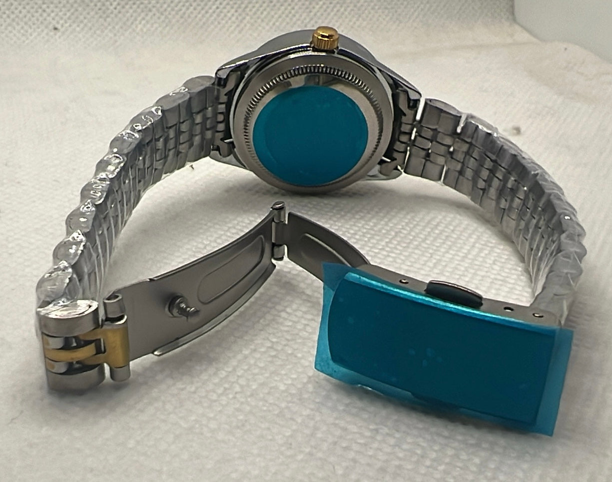 Rolex diamond Silver & black Watch with Day & Date