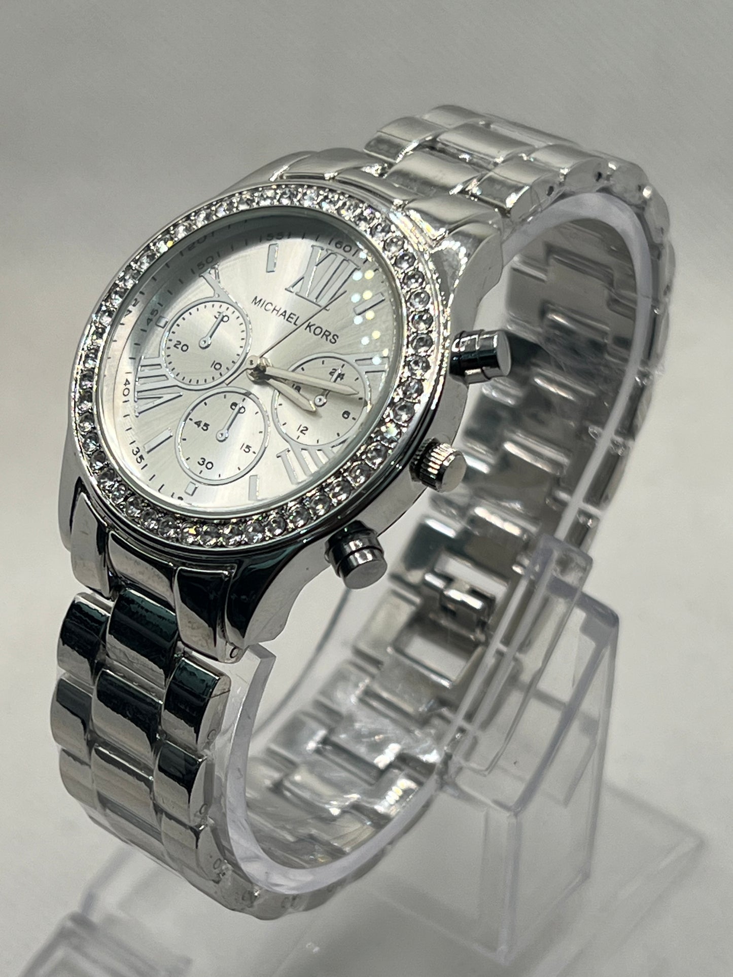 Radiant Michael Kors Silver Tone Women's Watch with Pave Diamond Dial