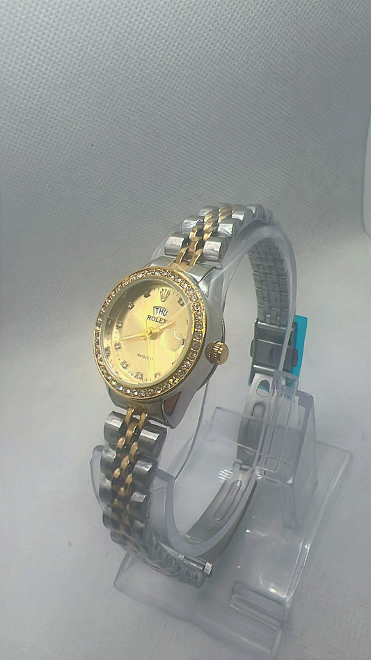 Rolex diamond Silver Watch with Day & Date