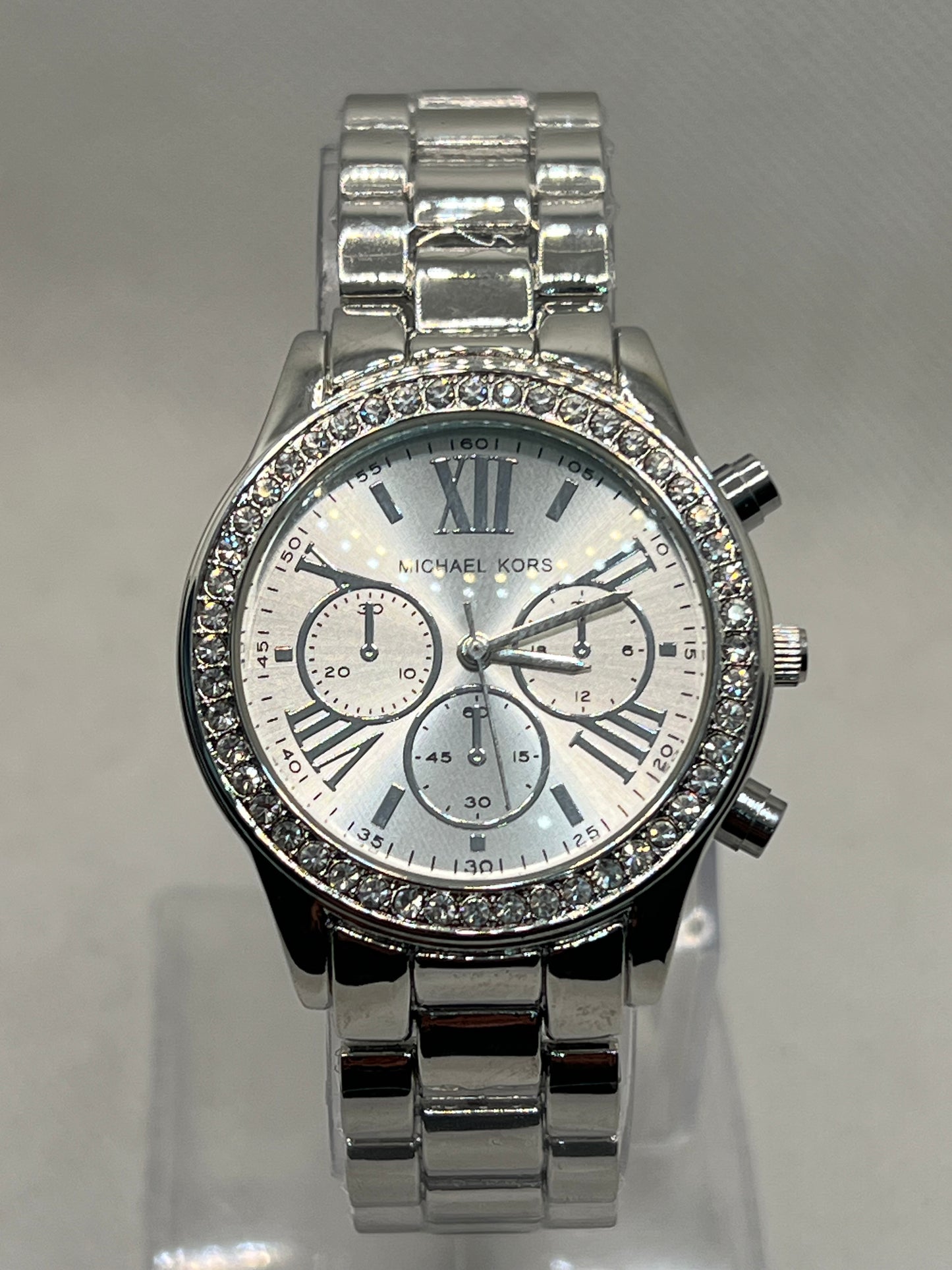 Radiant Michael Kors Silver Tone Women's Watch with Pave Diamond Dial