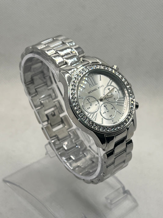 Radiant Michael Kors Silver Tone Women's Watch with Pave Diamond Dial