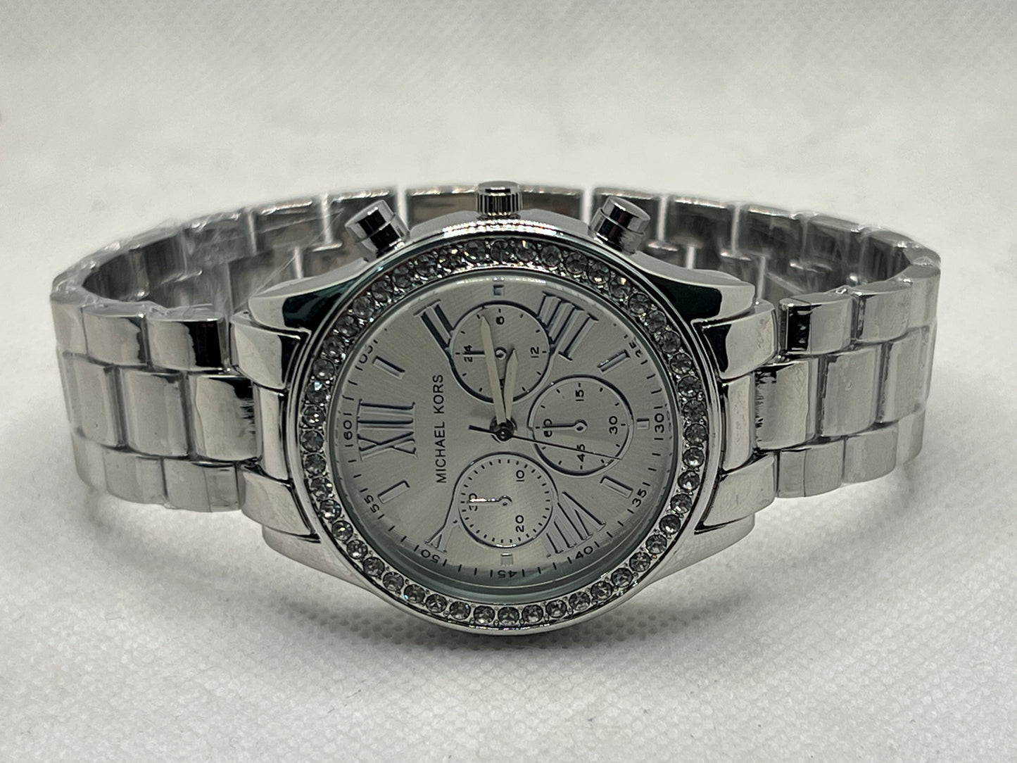 Radiant Michael Kors Silver Tone Women's Watch with Pave Diamond Dial