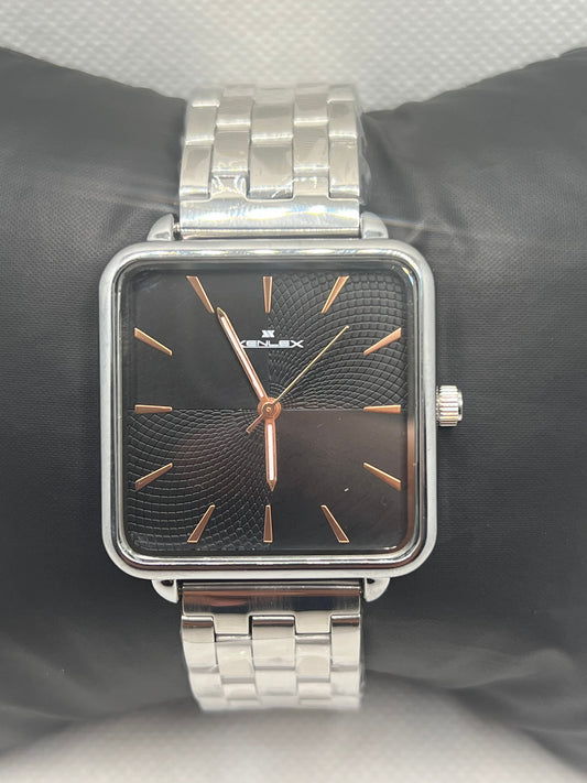 Xenlex Women's Watch - Bold Silver | Square Black Dial